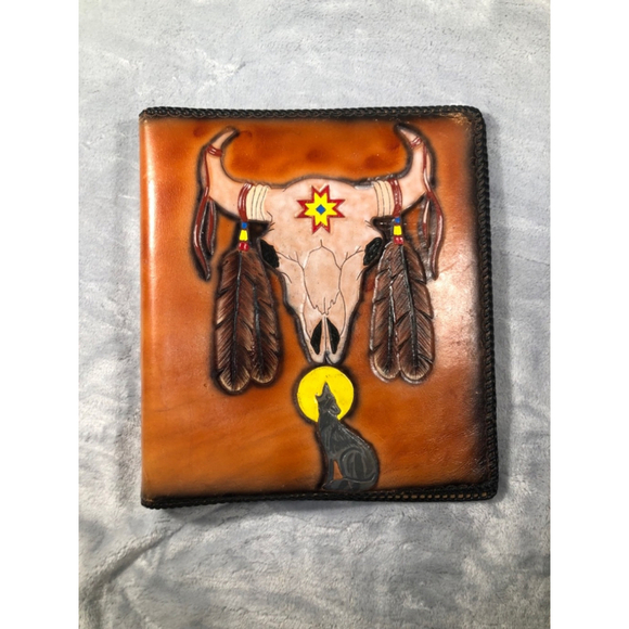 Cow skull handmade binder navajo western Indian style cowboy - Picture 5 of 5